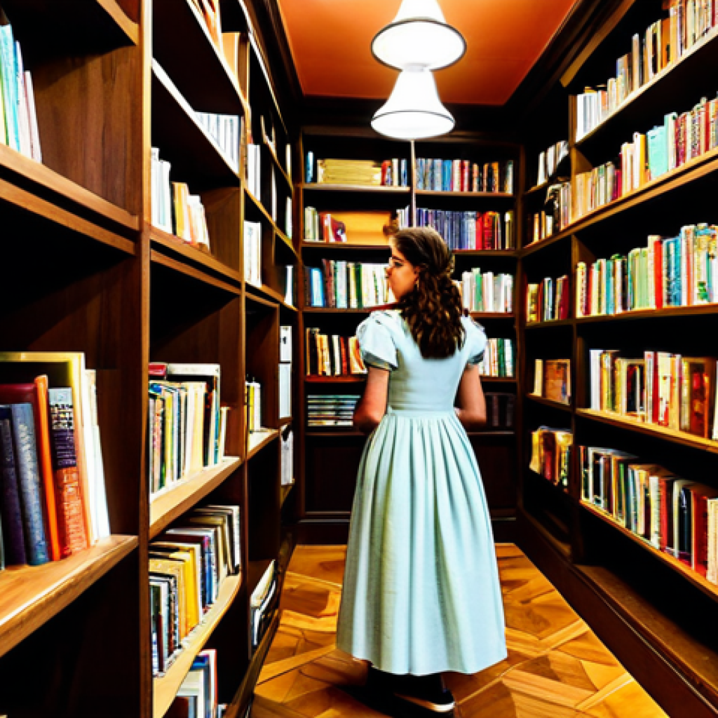 Cozy Spanish Bookstore**

"A bright and inviting image of a traditional librería in Madrid, Spain.  Wooden shelves overflow with colorful books.  A young woman in a stylish, modest dress browses the shelves, fully clothed.  Warm lighting, safe for work, appropriate content, professional photography, perfect anatomy, natural proportions, modest attire, family-friendly, high resolution, detailed environment."

**