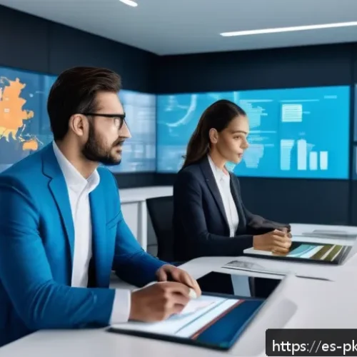 자연어 처리 모델 성능 비교 및 분석 - A futuristic office scene showcasing diverse professionals collaborating with advanced AI language m...